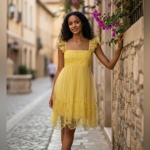 Let Me Be x Anthropologie Eyelet Tulle Mini Dress, new with tags, sz small